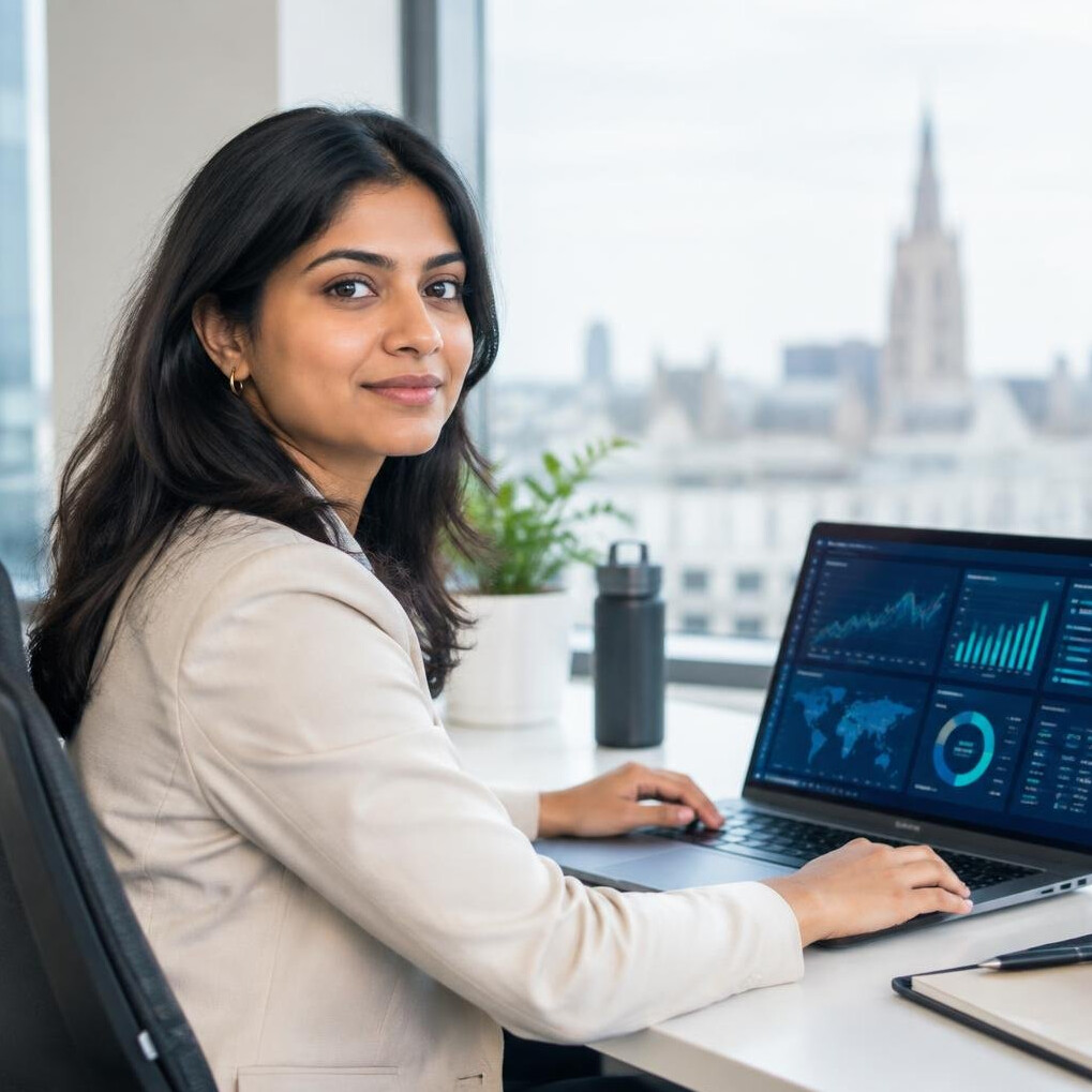 Analyst working on market data dashboard